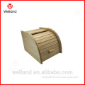 wooden bread box with rolling top